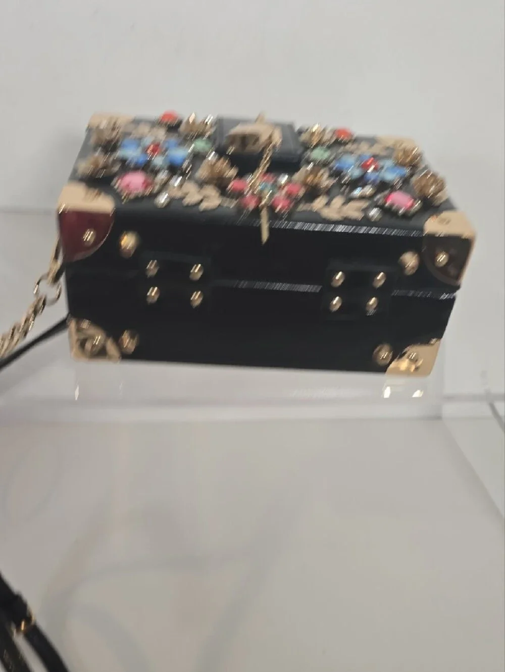 ALDO Embellished Black Floral Jeweled Box Bag - Picture 4 of 7